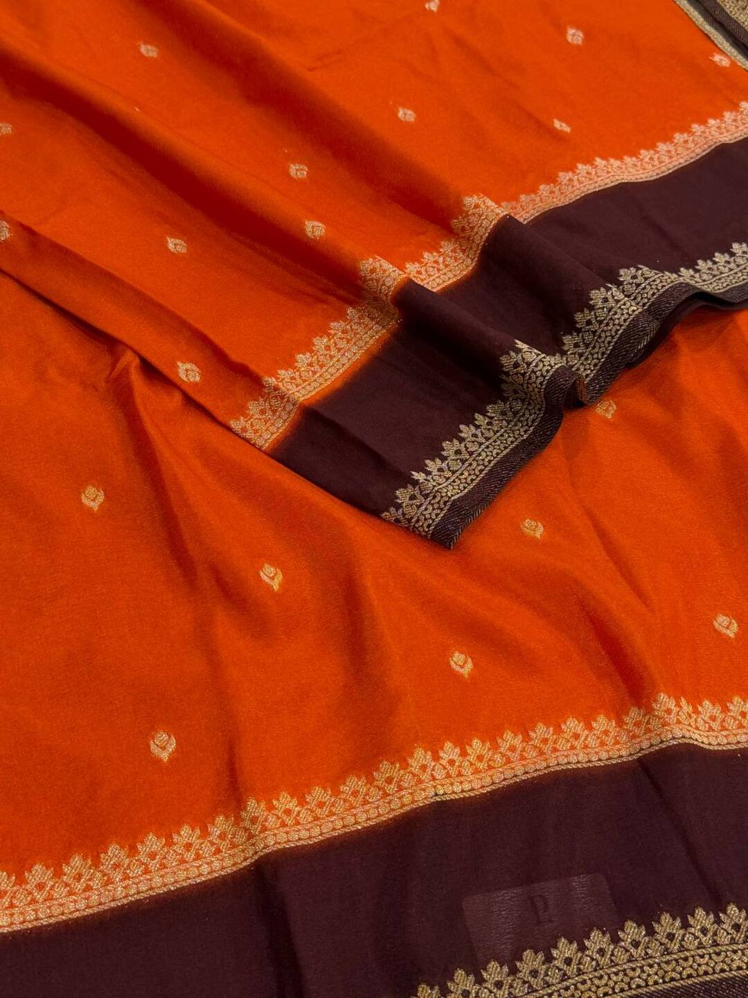 Orange Semi Mysore Chiffon Silk Saree