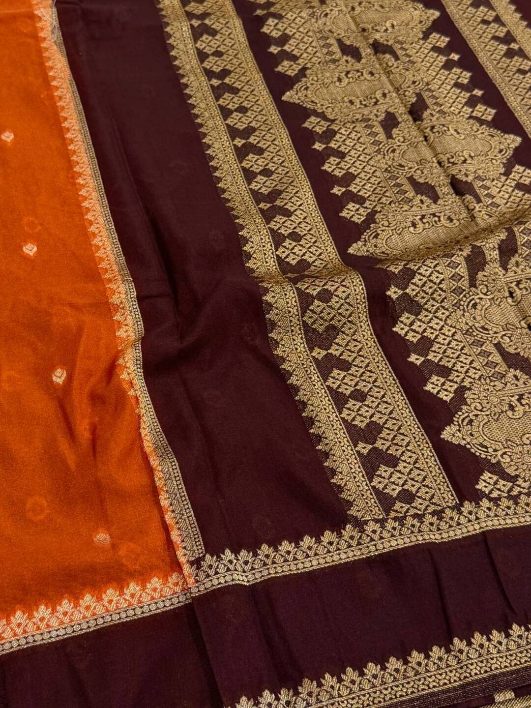 Orange Semi Mysore Chiffon Silk Saree