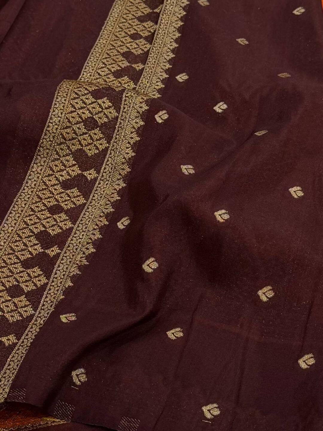 Orange Semi Mysore Chiffon Silk Saree