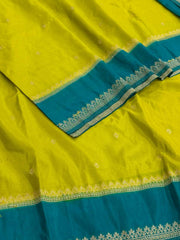 Lime Green Semi Mysore Chiffon Silk Saree