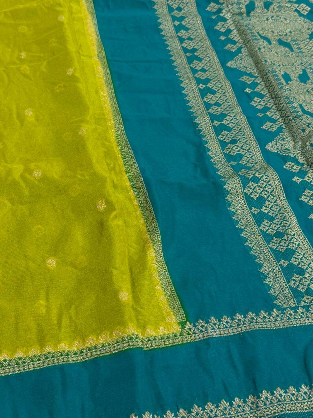 Lime Green Semi Mysore Chiffon Silk Saree