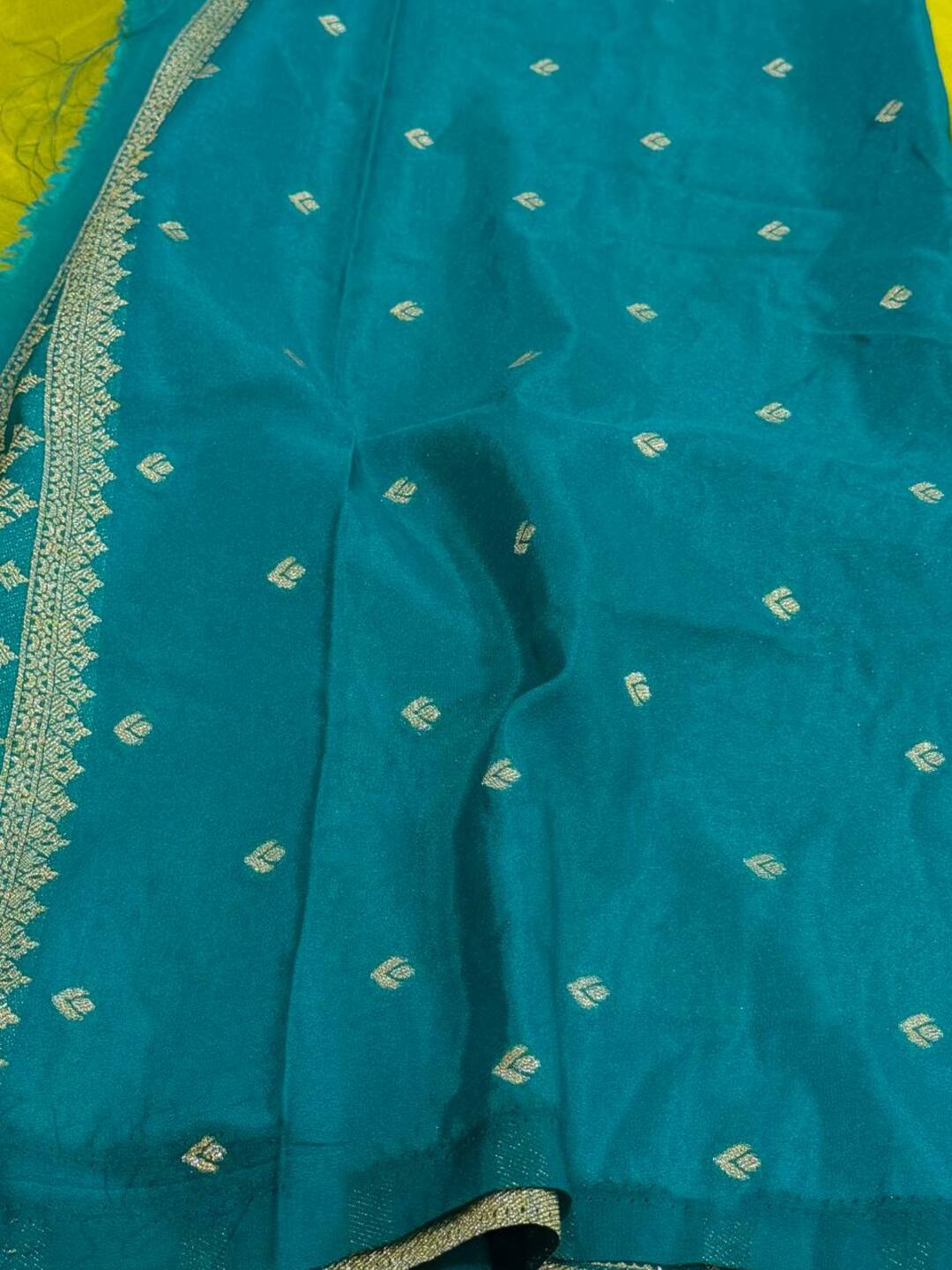 Lime Green Semi Mysore Chiffon Silk Saree