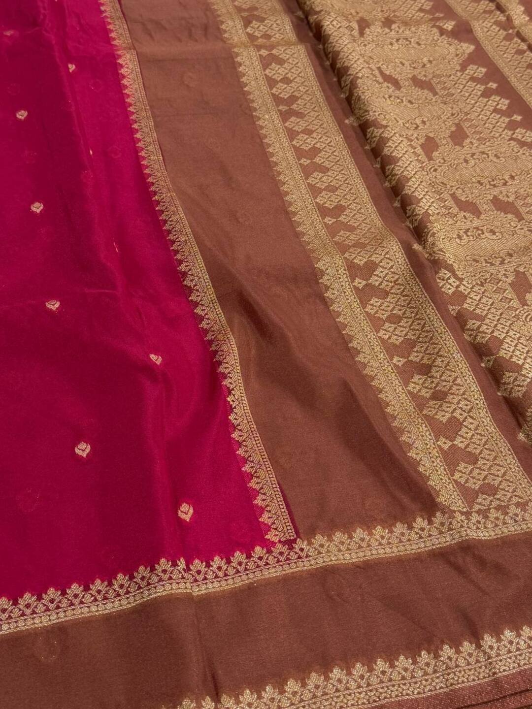 Hot Pink Semi Mysore Chiffon Silk Saree