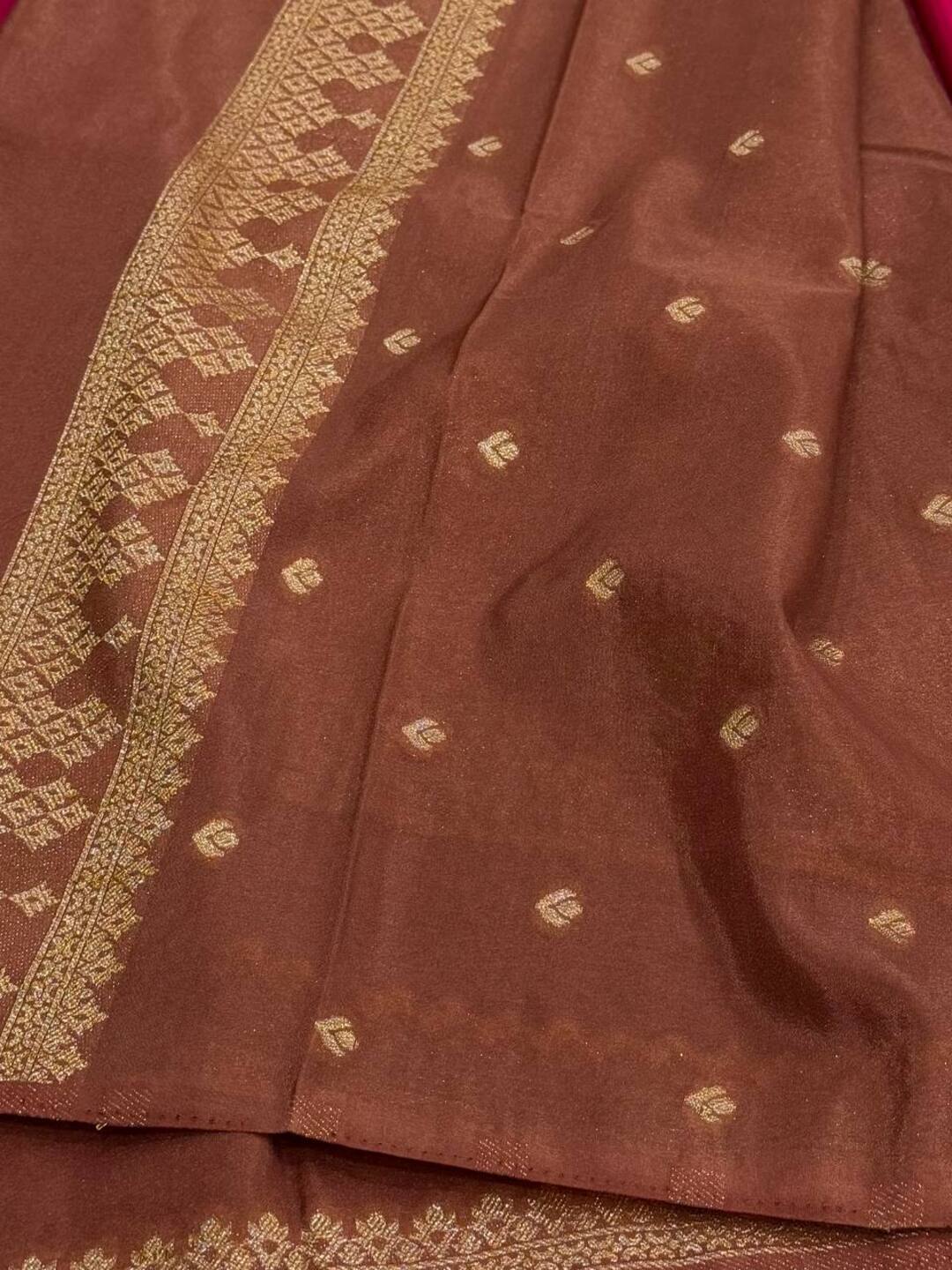 Hot Pink Semi Mysore Chiffon Silk Saree