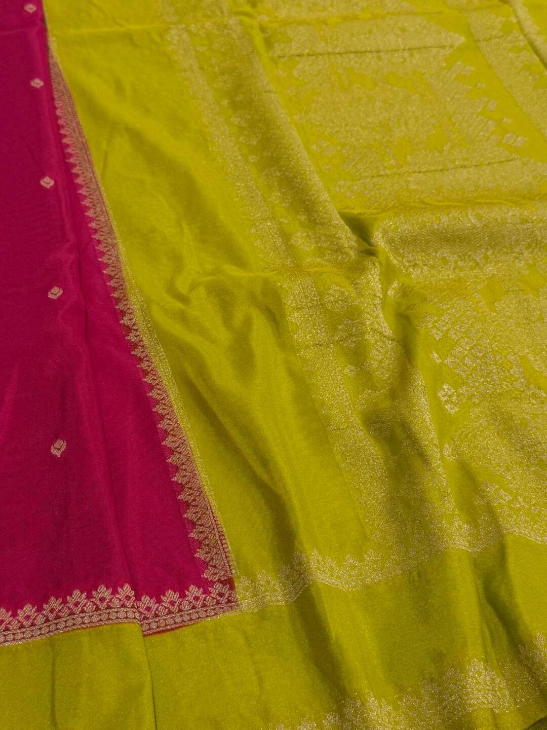 Hot Pink Semi Mysore Chiffon Silk Saree