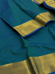 Peacock Green Cotton Silk Saree