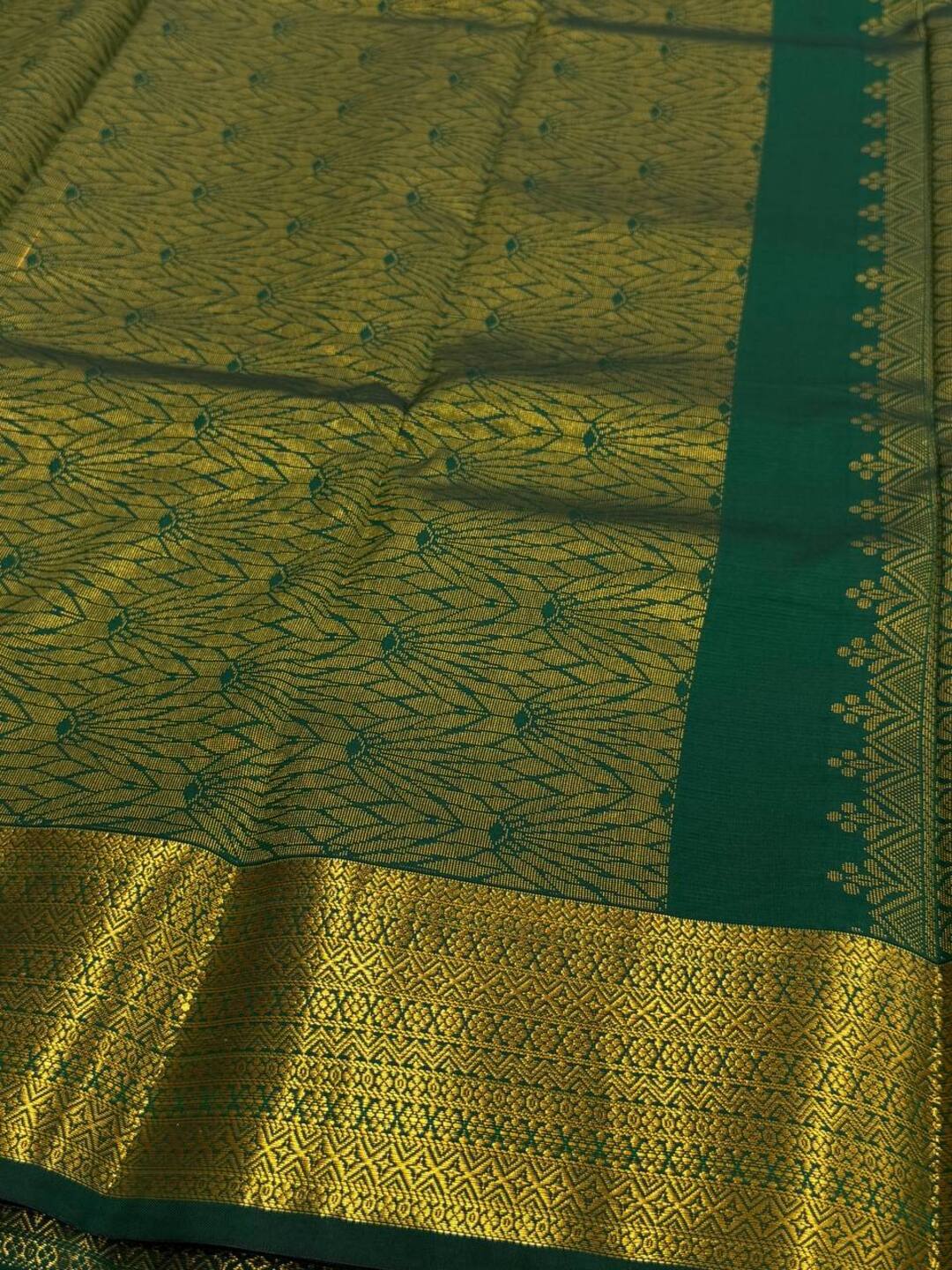 Forest Green Cotton Silk Saree