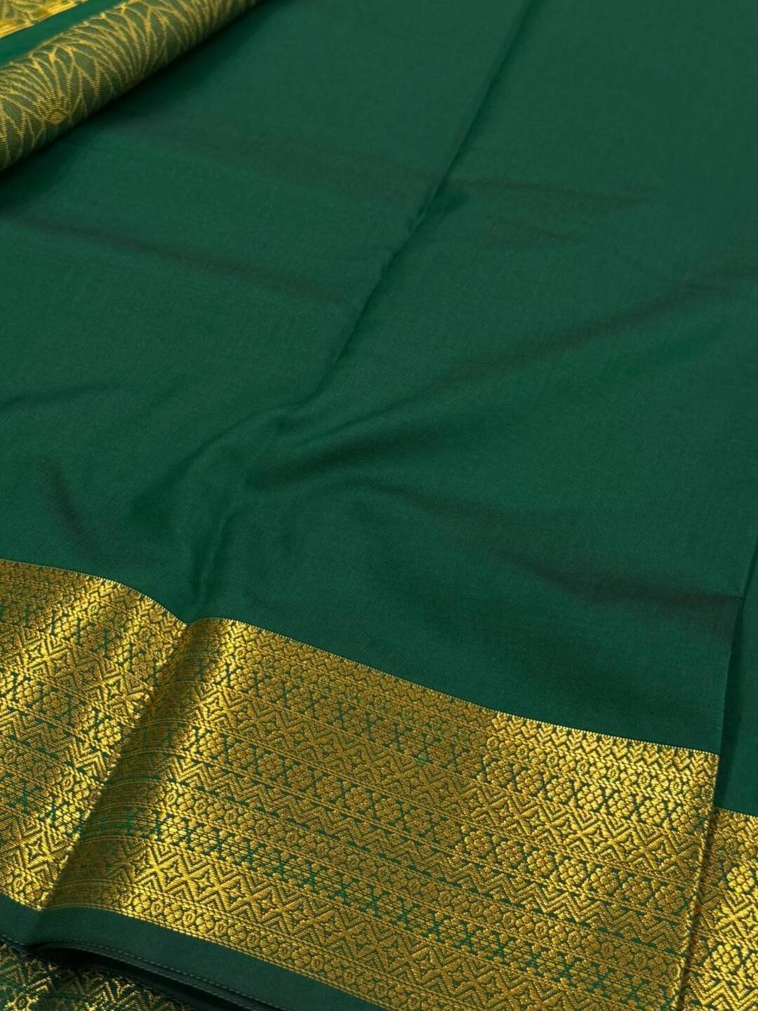 Forest Green Cotton Silk Saree