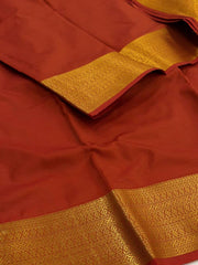 Deep Orange Cotton Silk Saree
