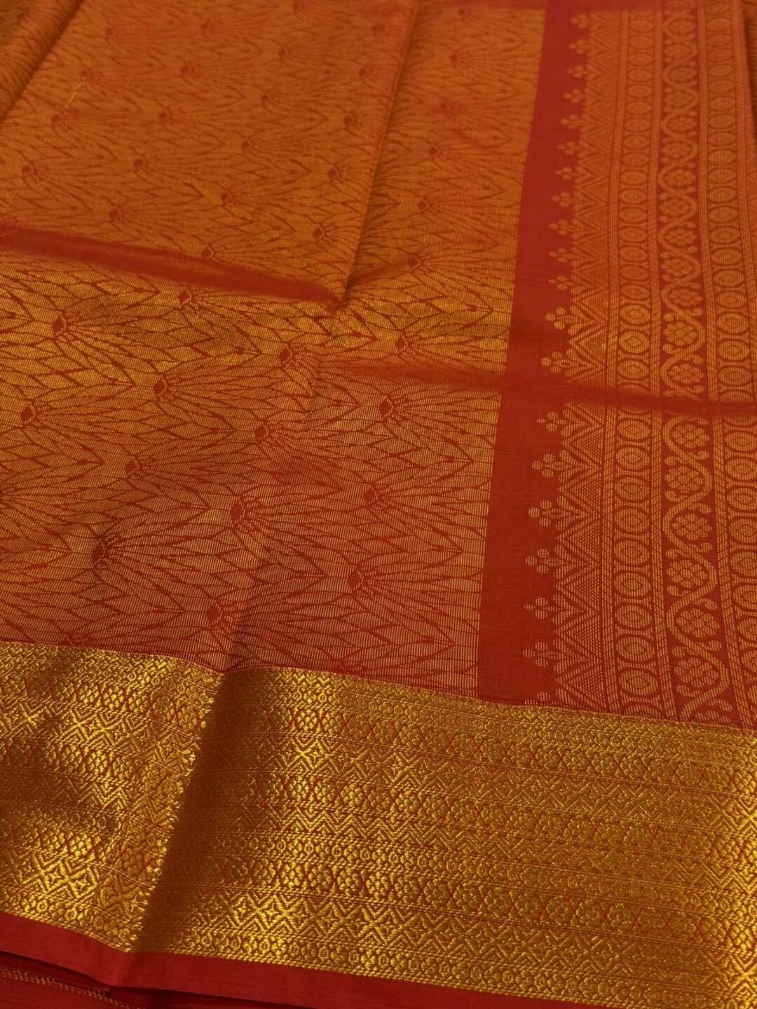 Deep Orange Cotton Silk Saree