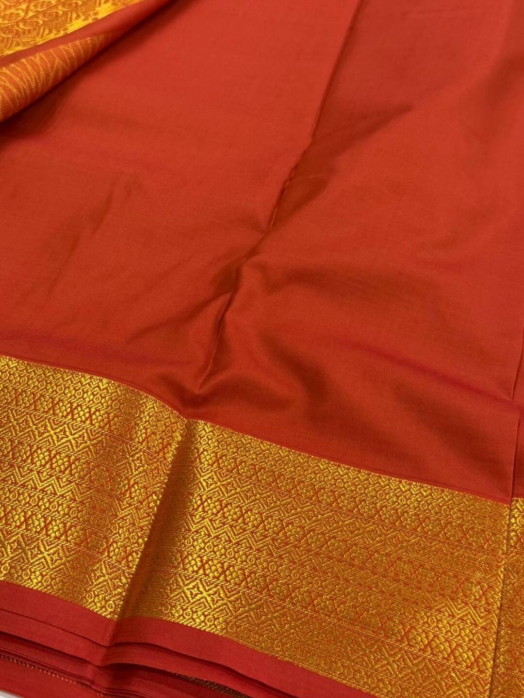 Deep Orange Cotton Silk Saree