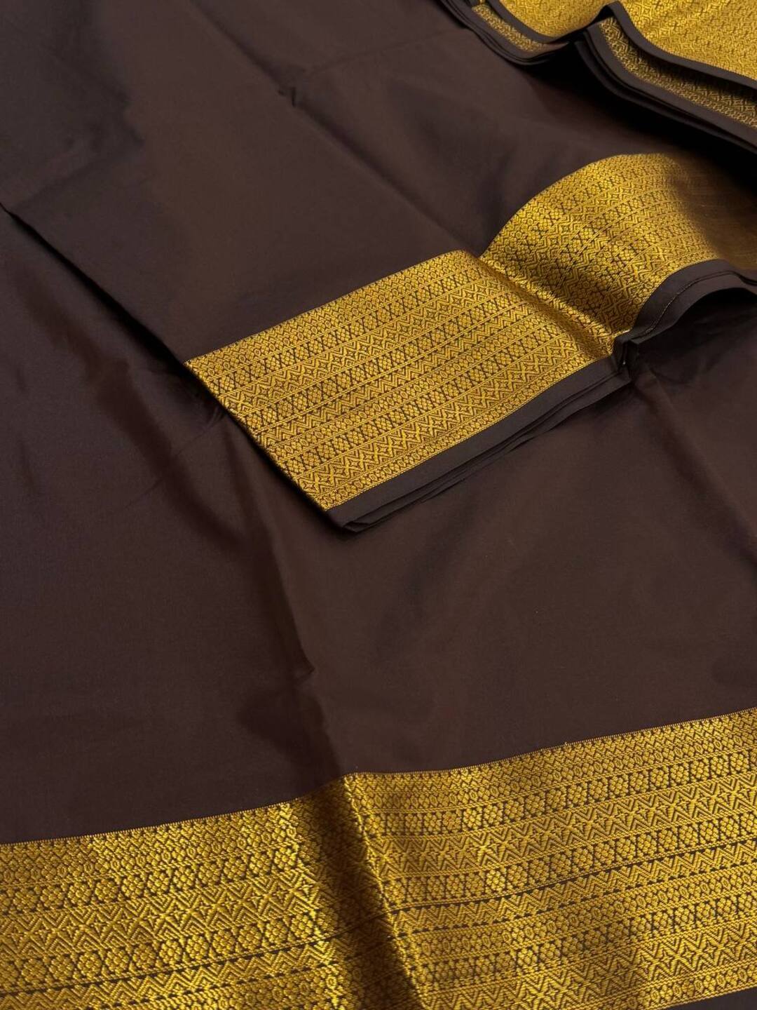 Dark Brown Cotton Silk Saree