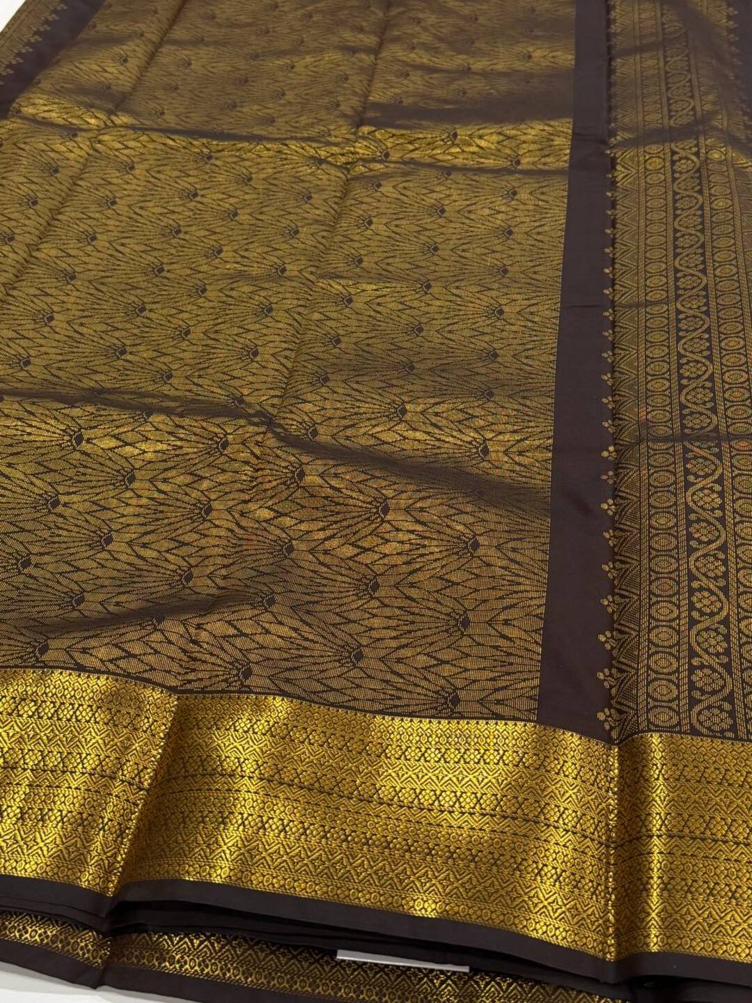 Dark Brown Cotton Silk Saree