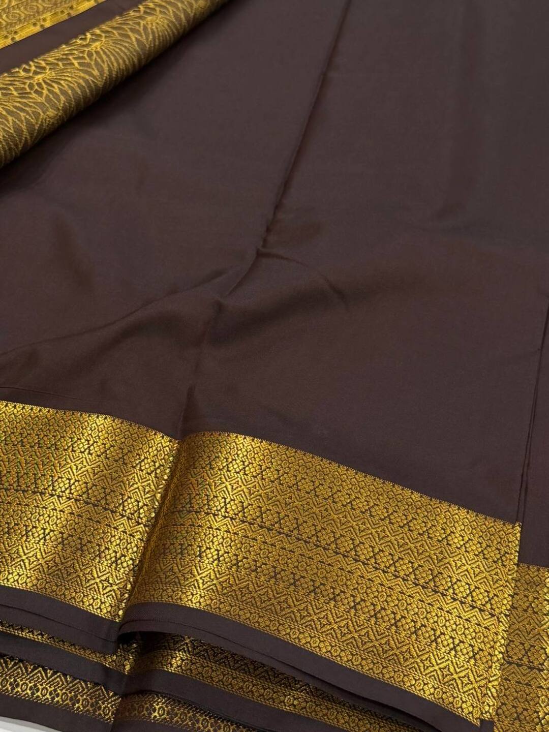 Dark Brown Cotton Silk Saree