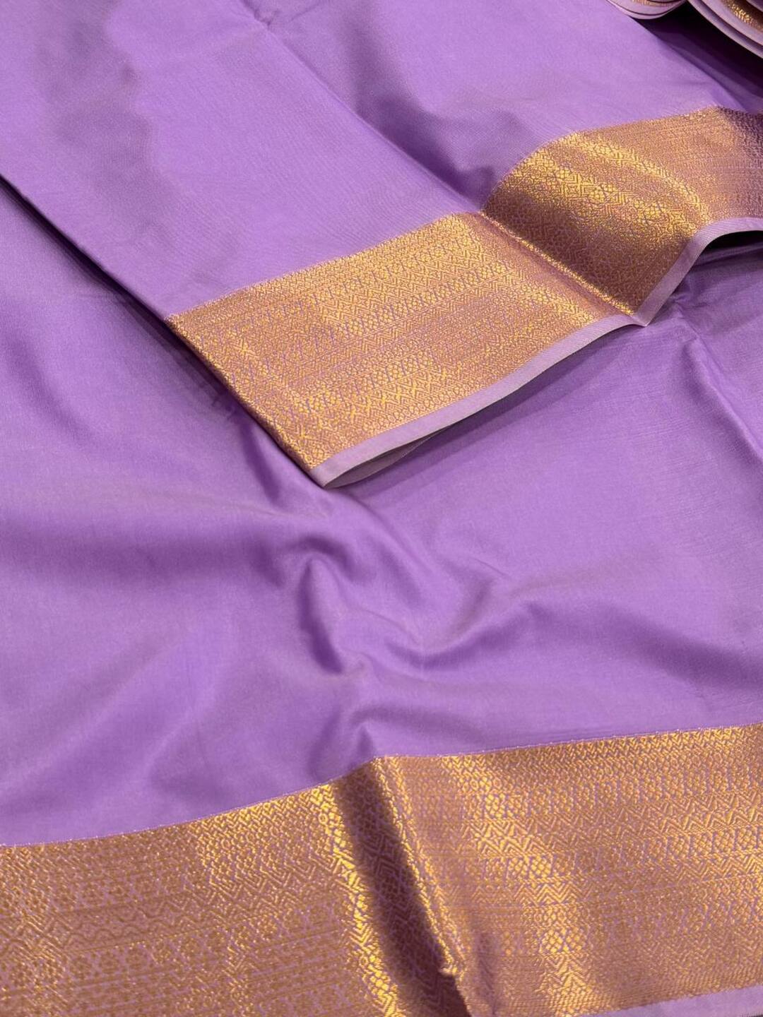 Lavender Purple Cotton Silk Saree