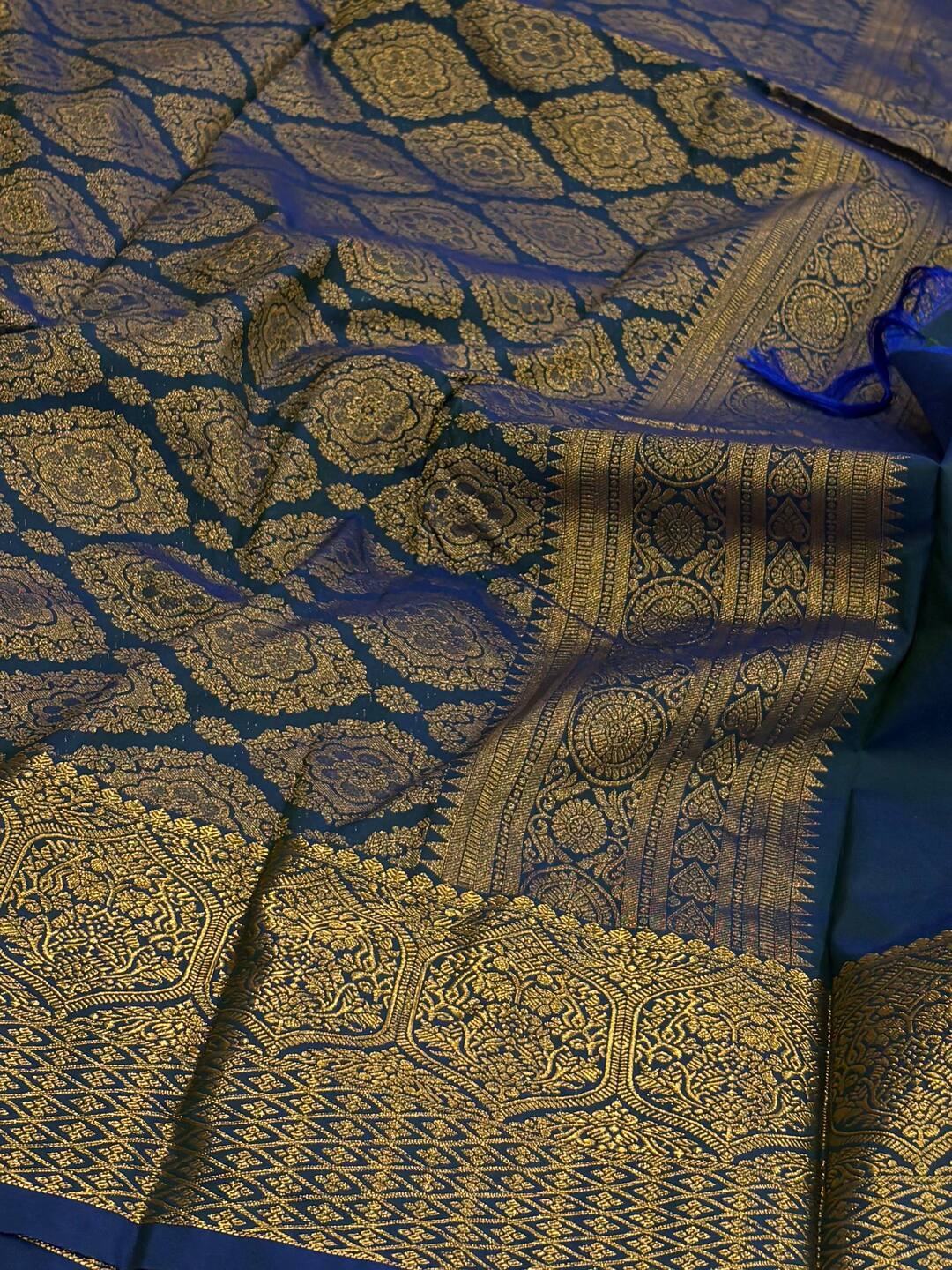 Teal Blue Cotton Silk Saree