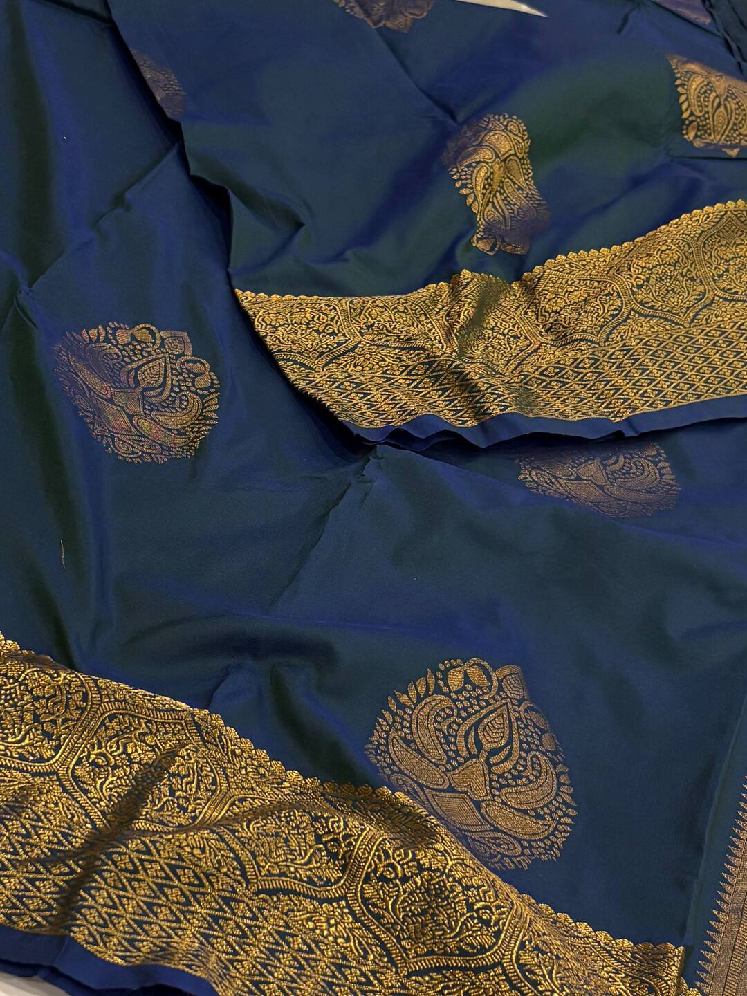 Teal Blue Cotton Silk Saree