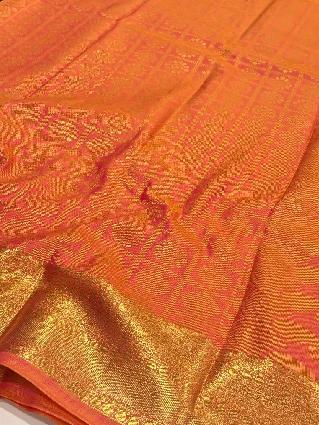 Dual Shade Pink Cotton Silk Saree