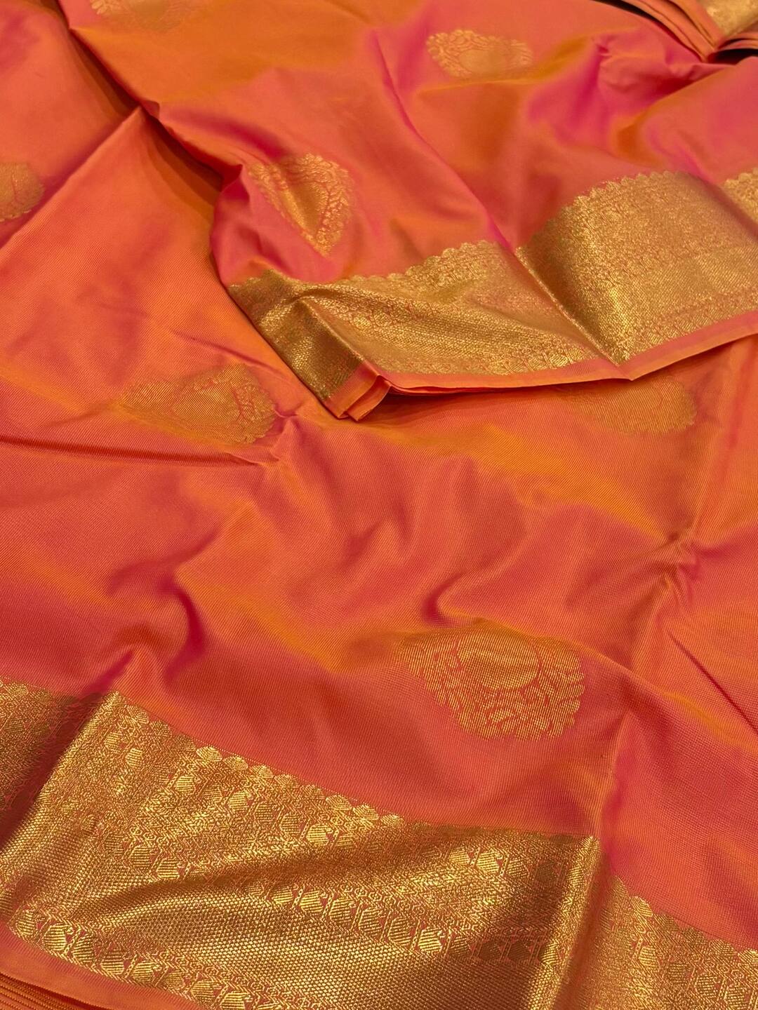 Dual Shade Pink Cotton Silk Saree