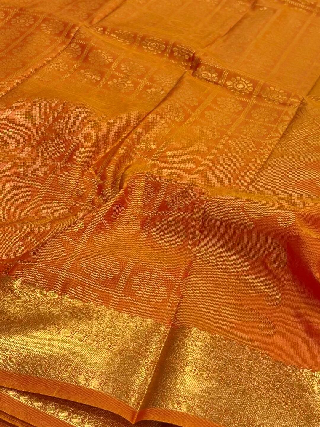 Dual Shade Orange Cotton Silk Saree