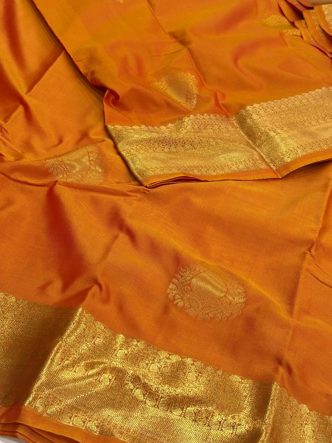 Dual Shade Orange Cotton Silk Saree