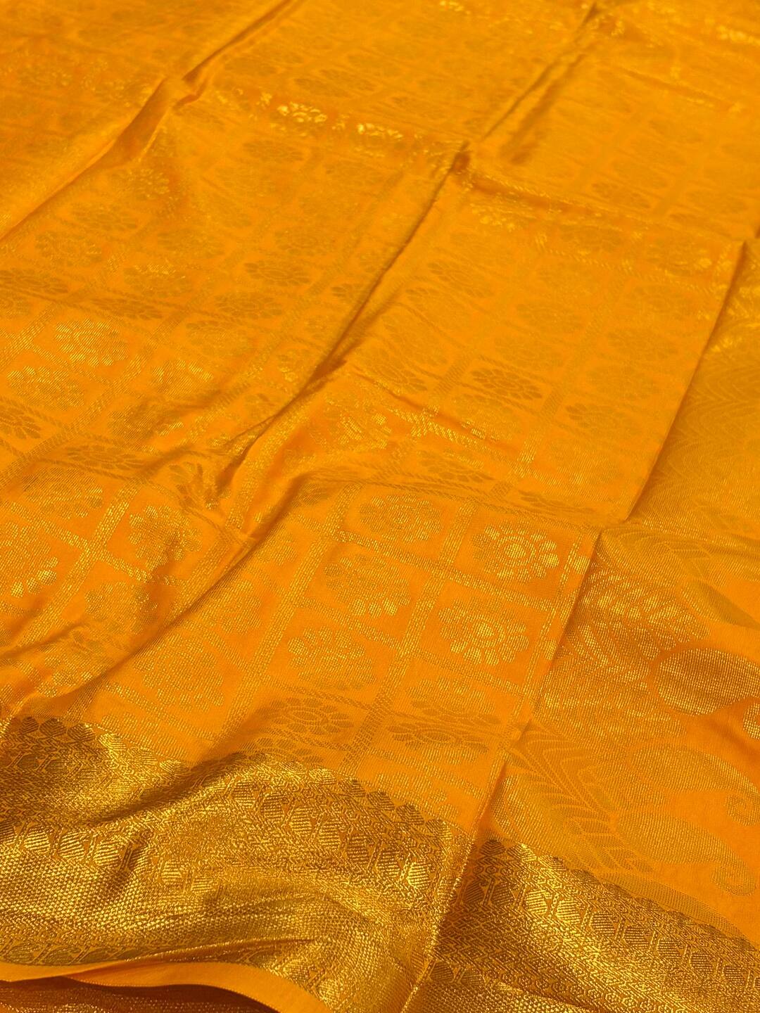 Yellow Cotton Silk Saree