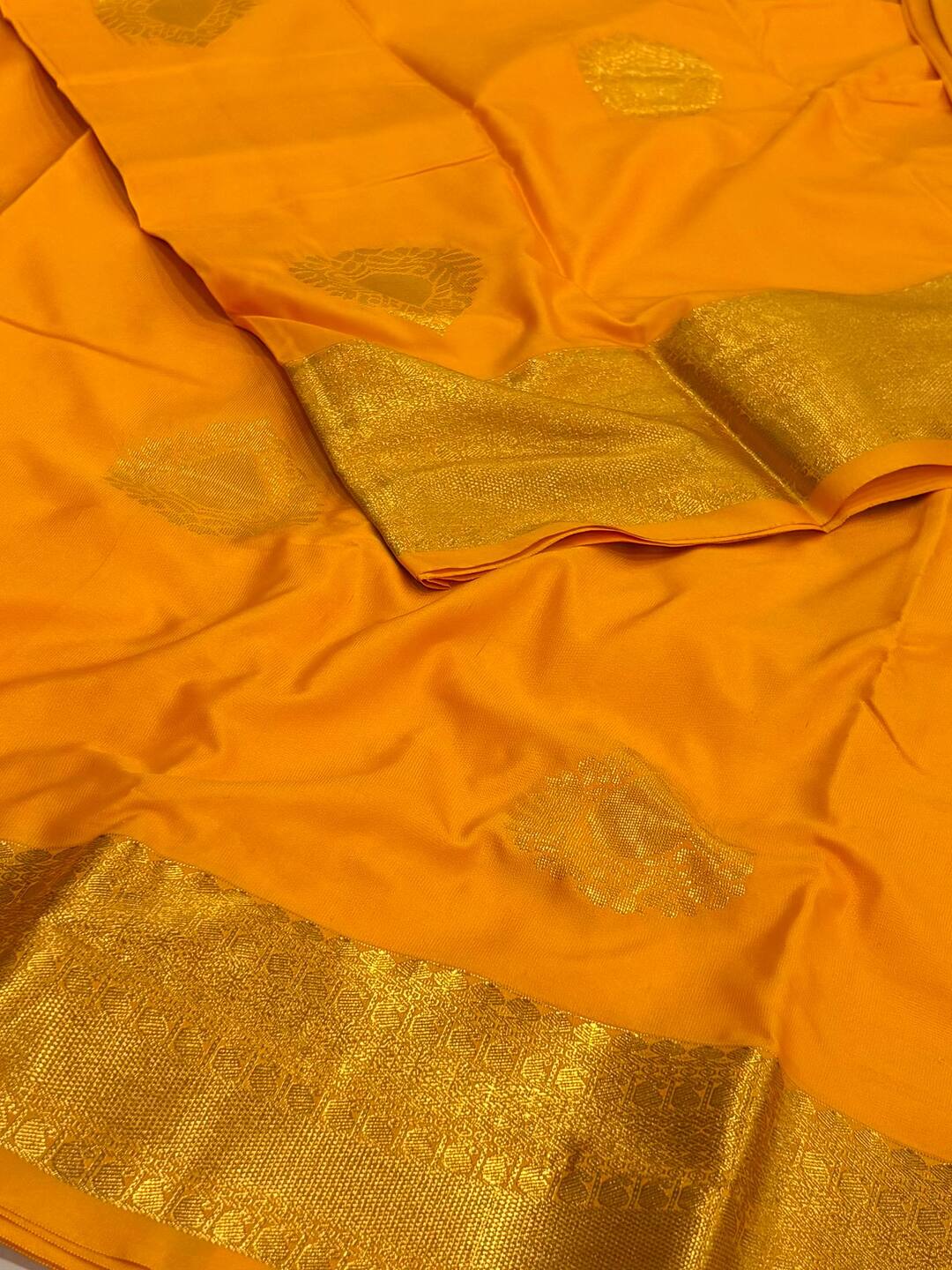Yellow Cotton Silk Saree
