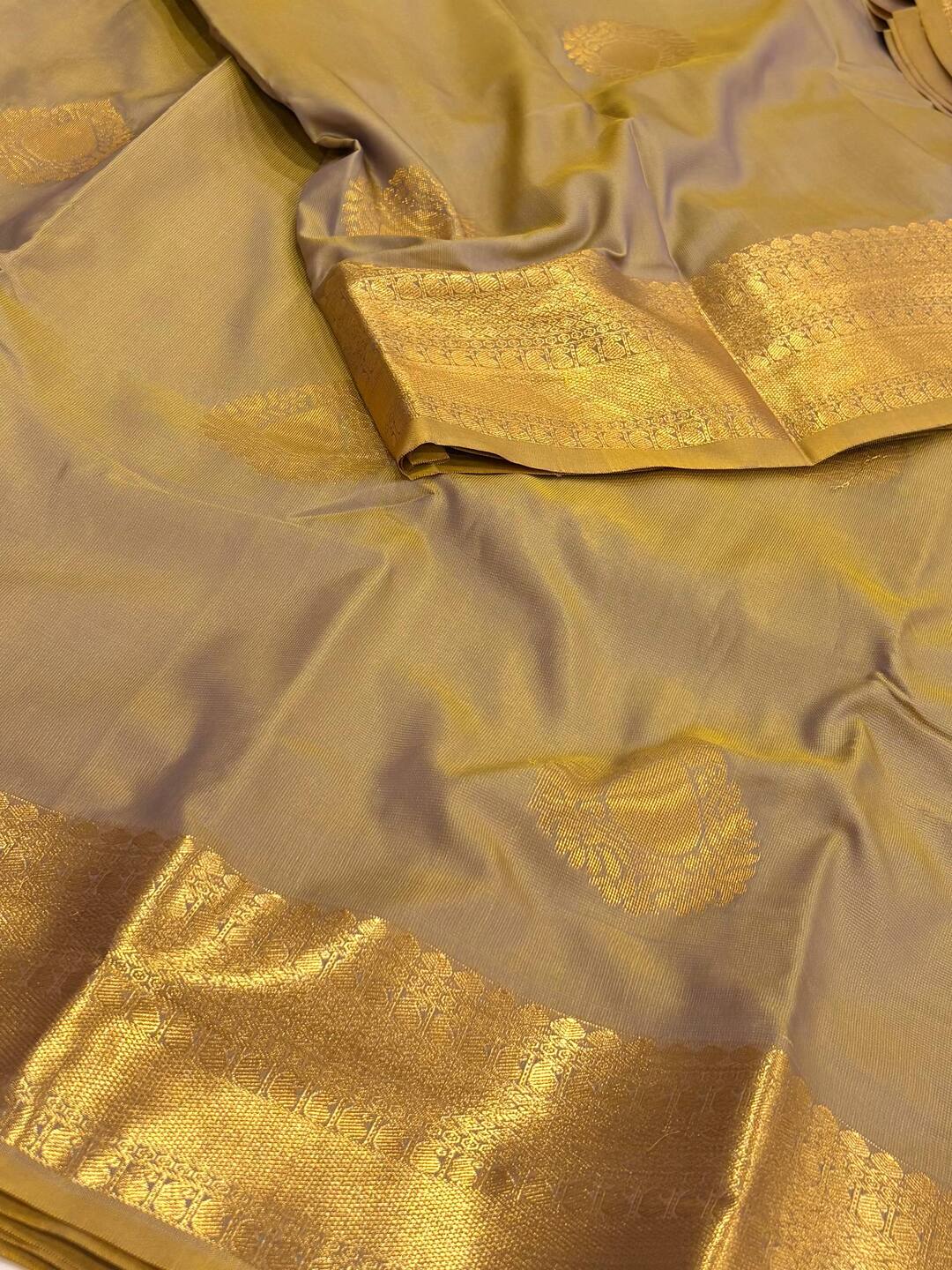 Dual Tone Gold Cotton Silk Saree