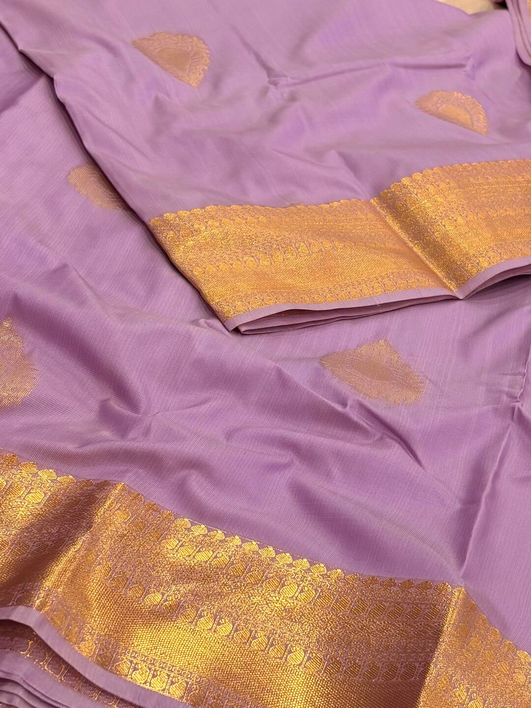 Lavender Purple Cotton Silk Saree