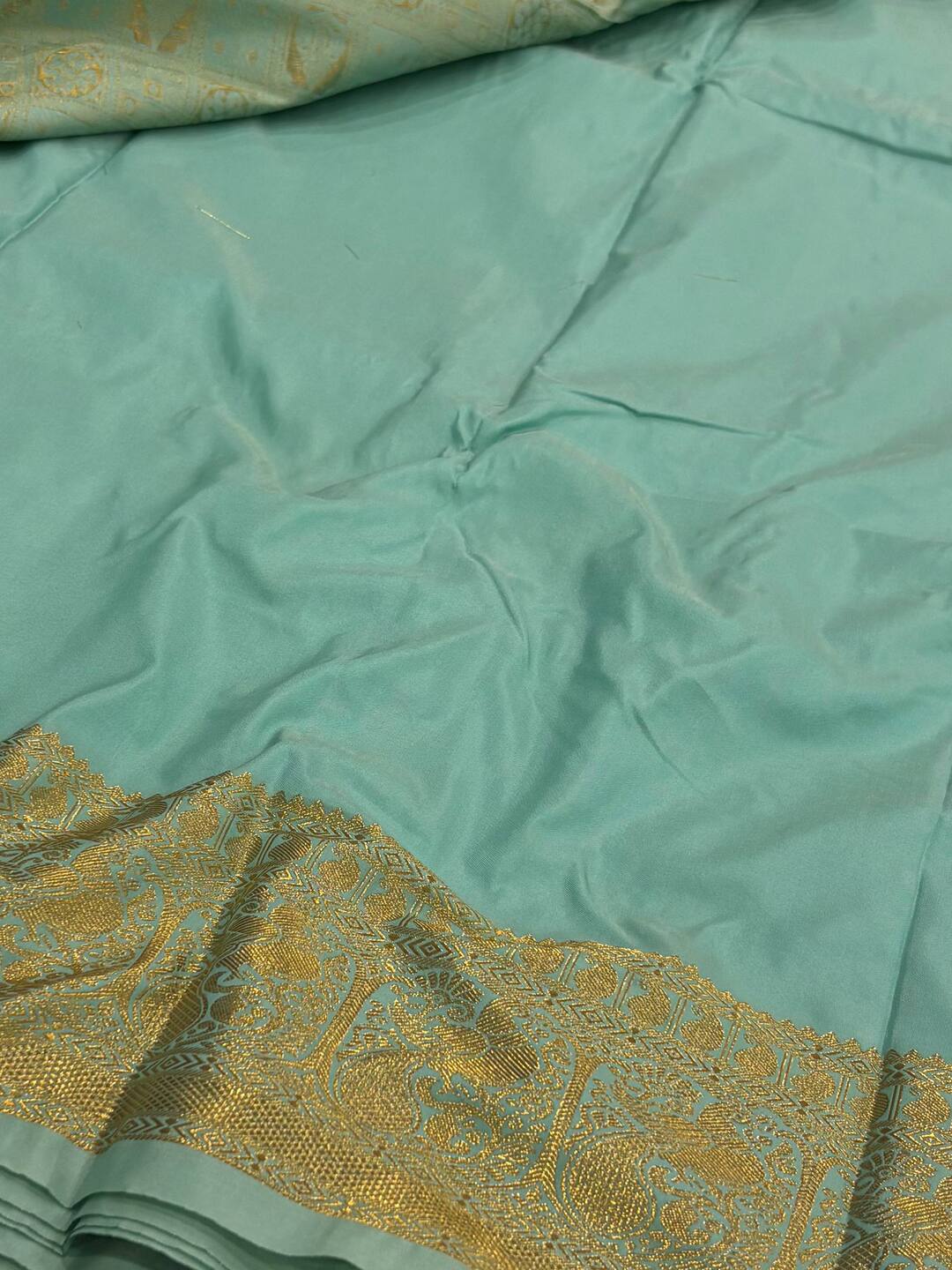 Turquoise Cotton Silk Saree