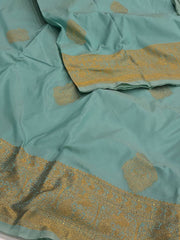 Turquoise Cotton Silk Saree
