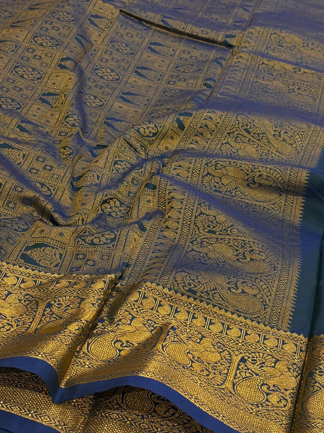 Teal Blue Cotton Silk Saree