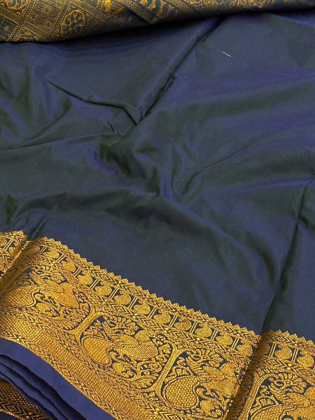 Teal Blue Cotton Silk Saree