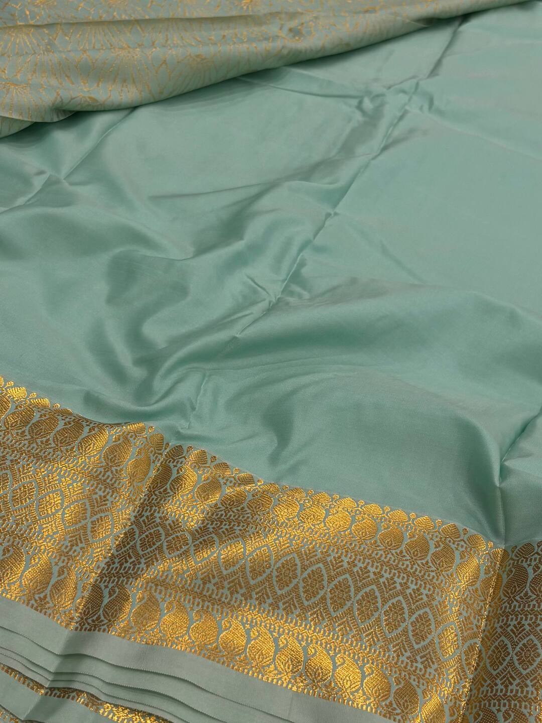 Turquoise Blue Cotton Silk Saree