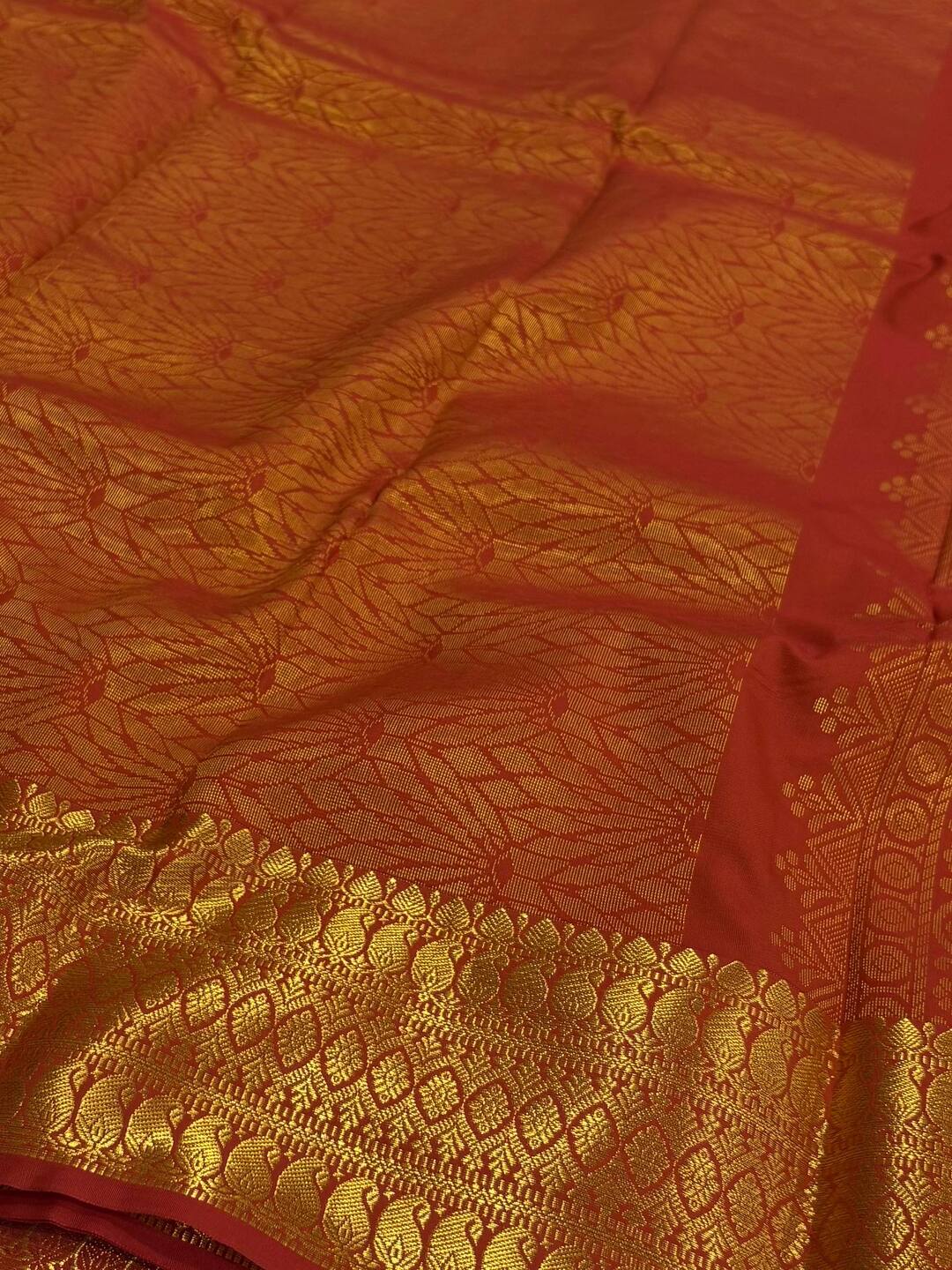 Burnt Orange Cotton Silk Saree