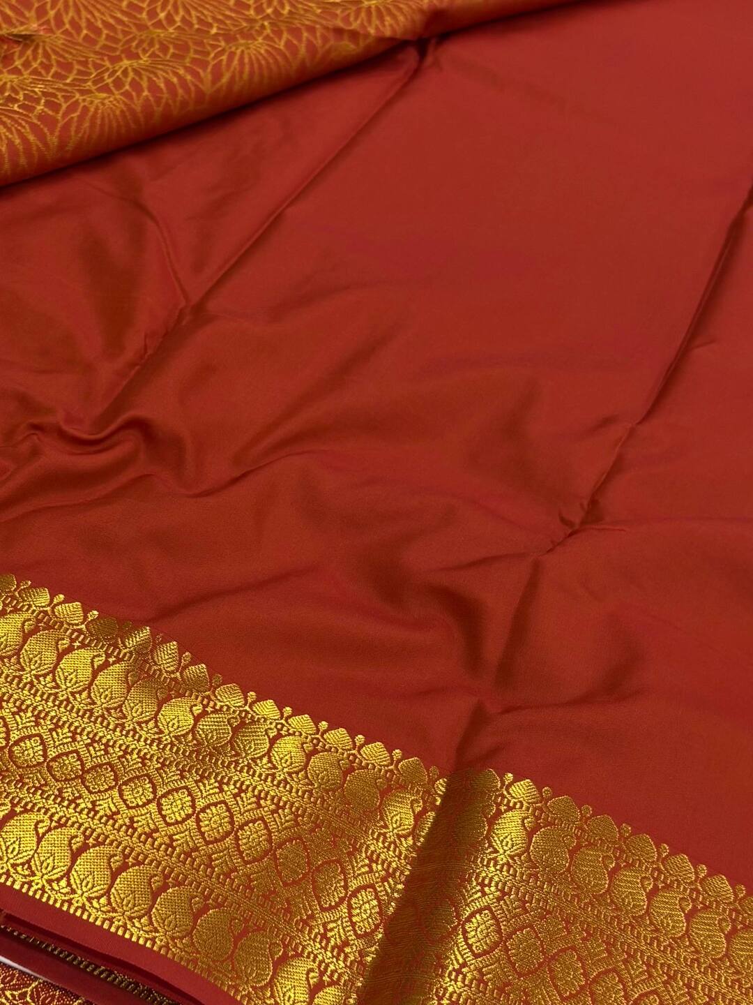 Burnt Orange Cotton Silk Saree