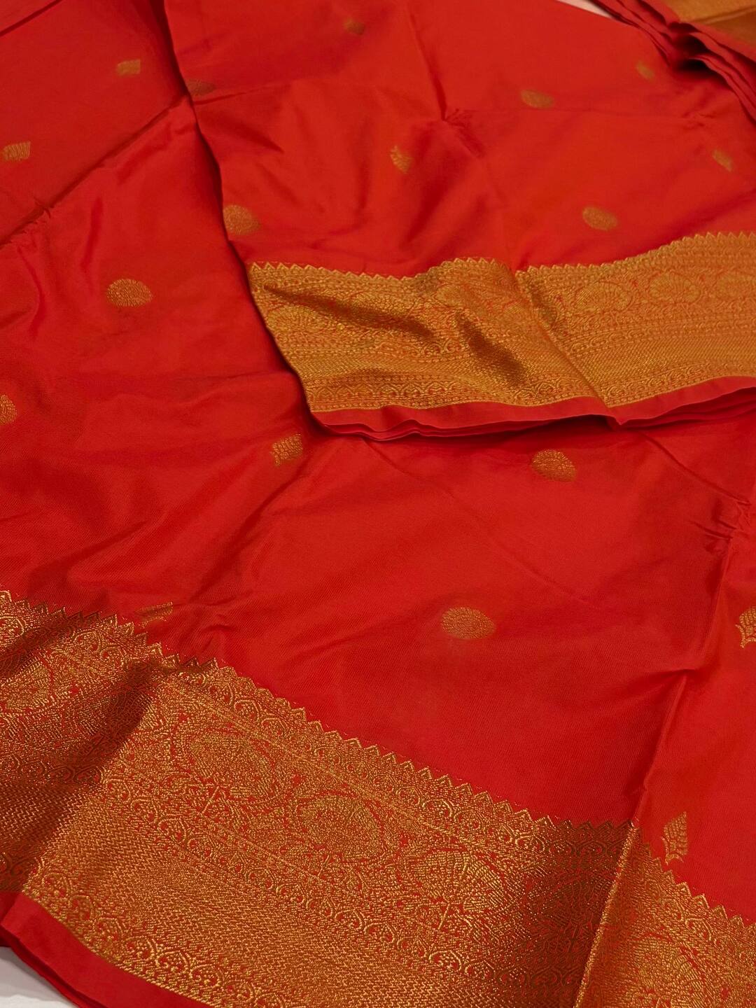 Orange Cotton Silk Saree