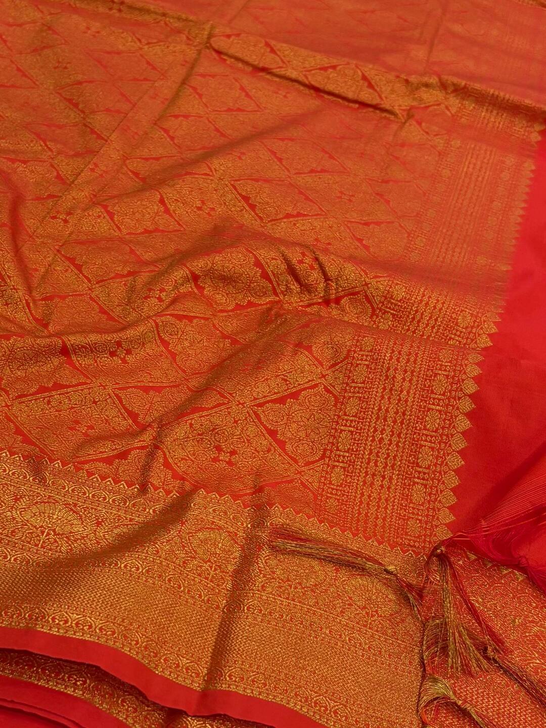 Orange Cotton Silk Saree