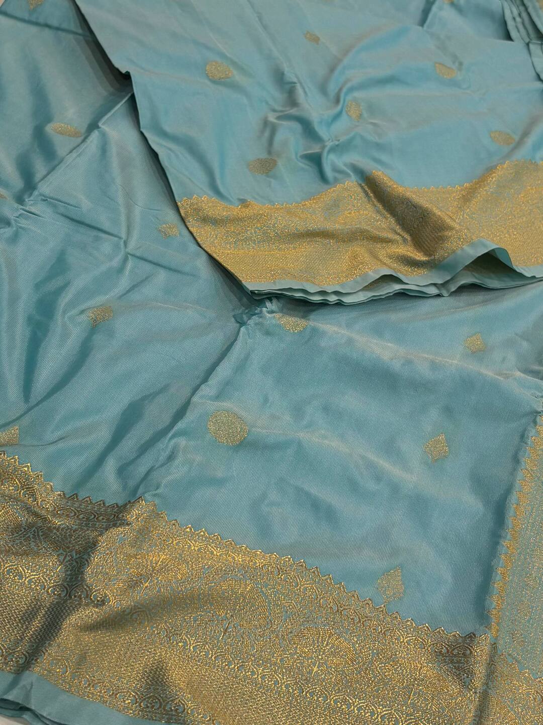 Mint Blue Cotton Silk Saree