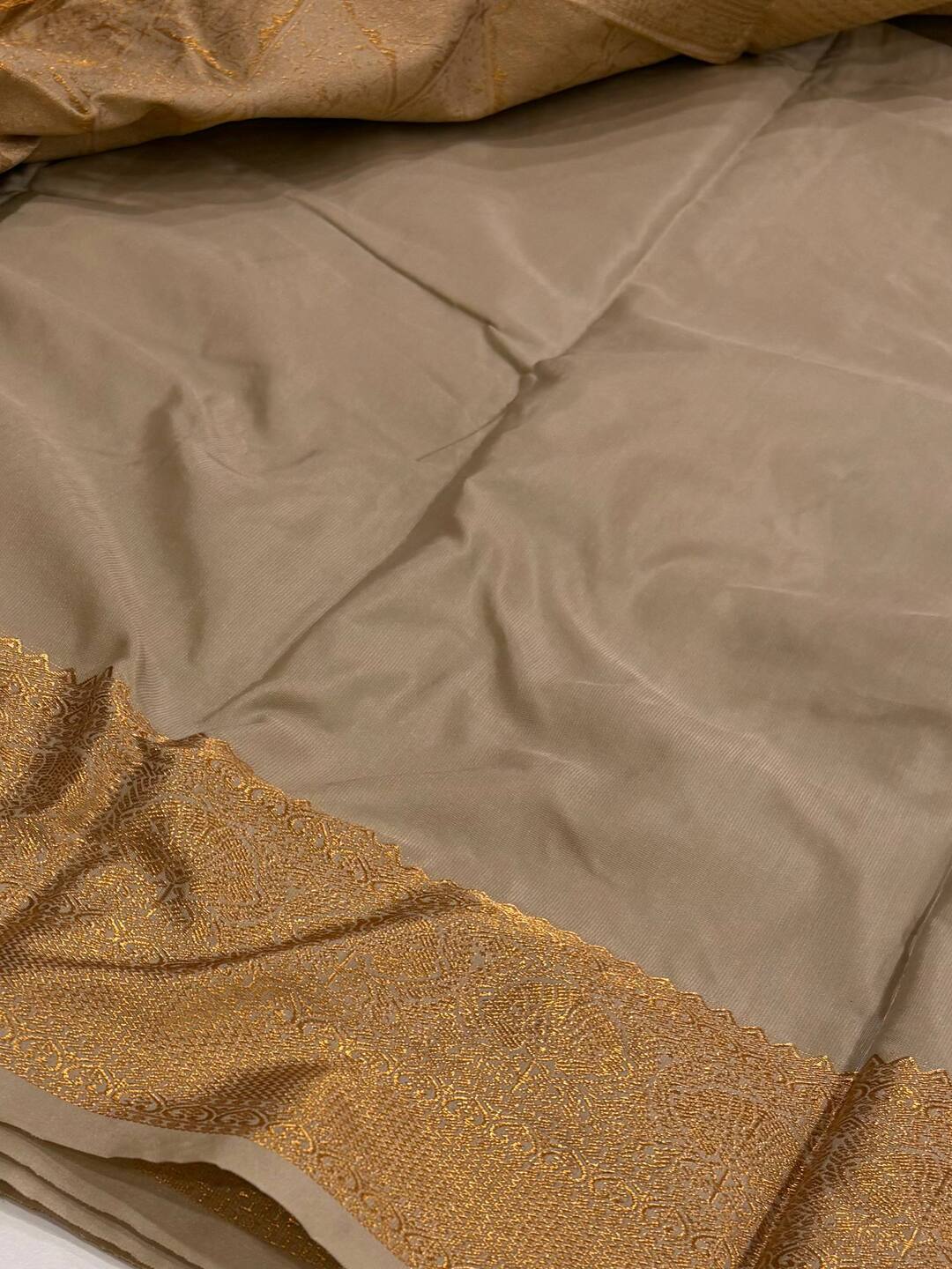 Beige Cotton Silk Saree
