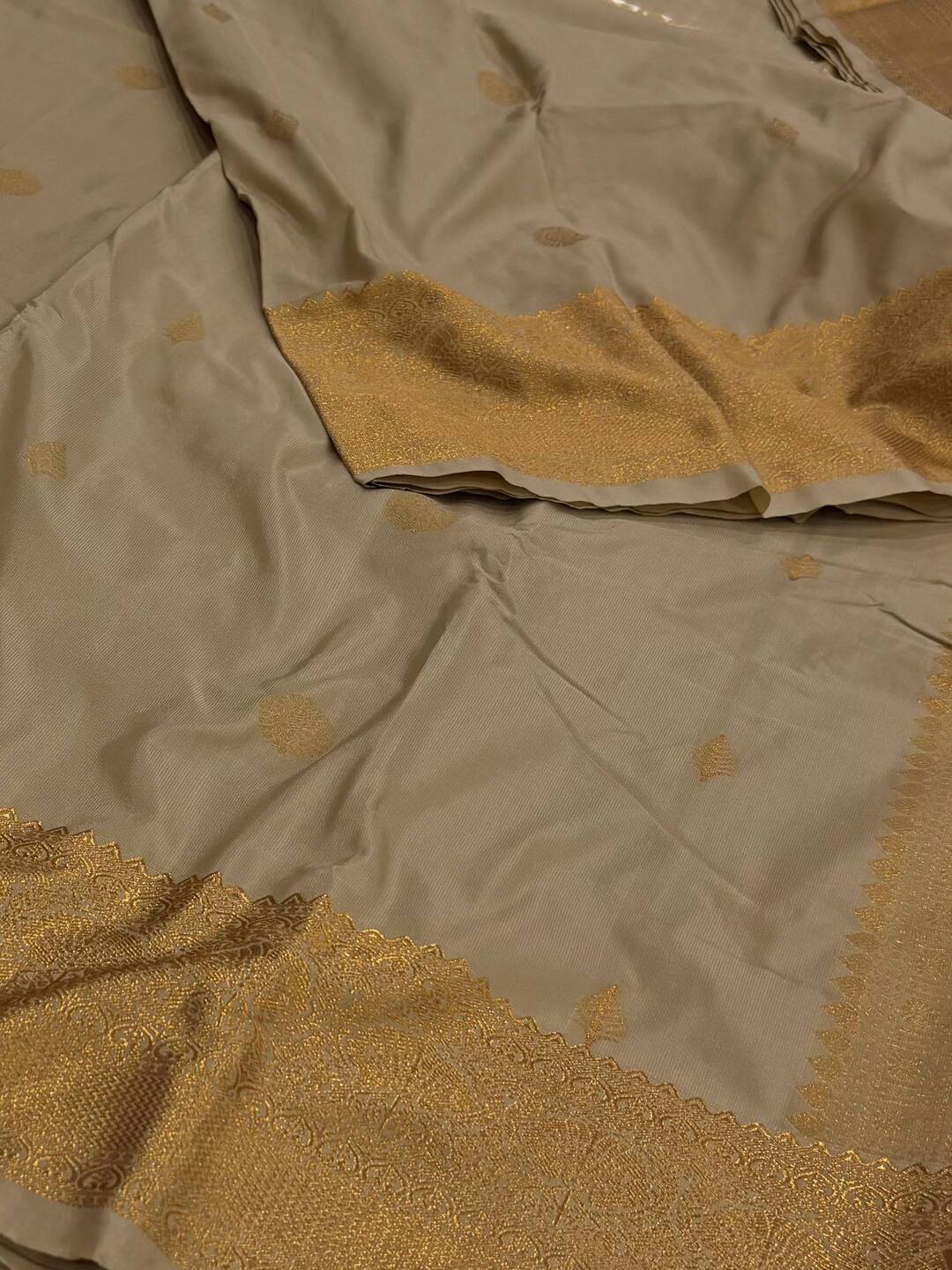 Beige Cotton Silk Saree
