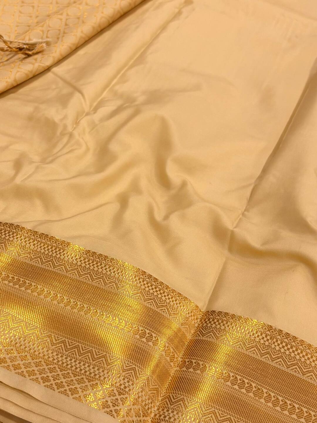 Beige Cotton Silk Saree
