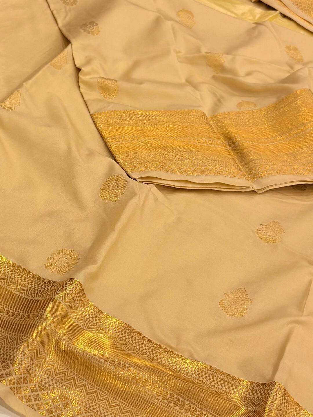 Beige Cotton Silk Saree