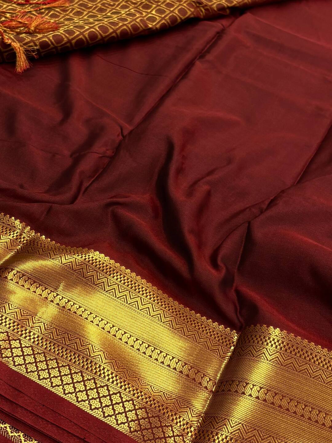 Maroon Cotton Silk Saree