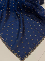Teal Blue Georgette Saree