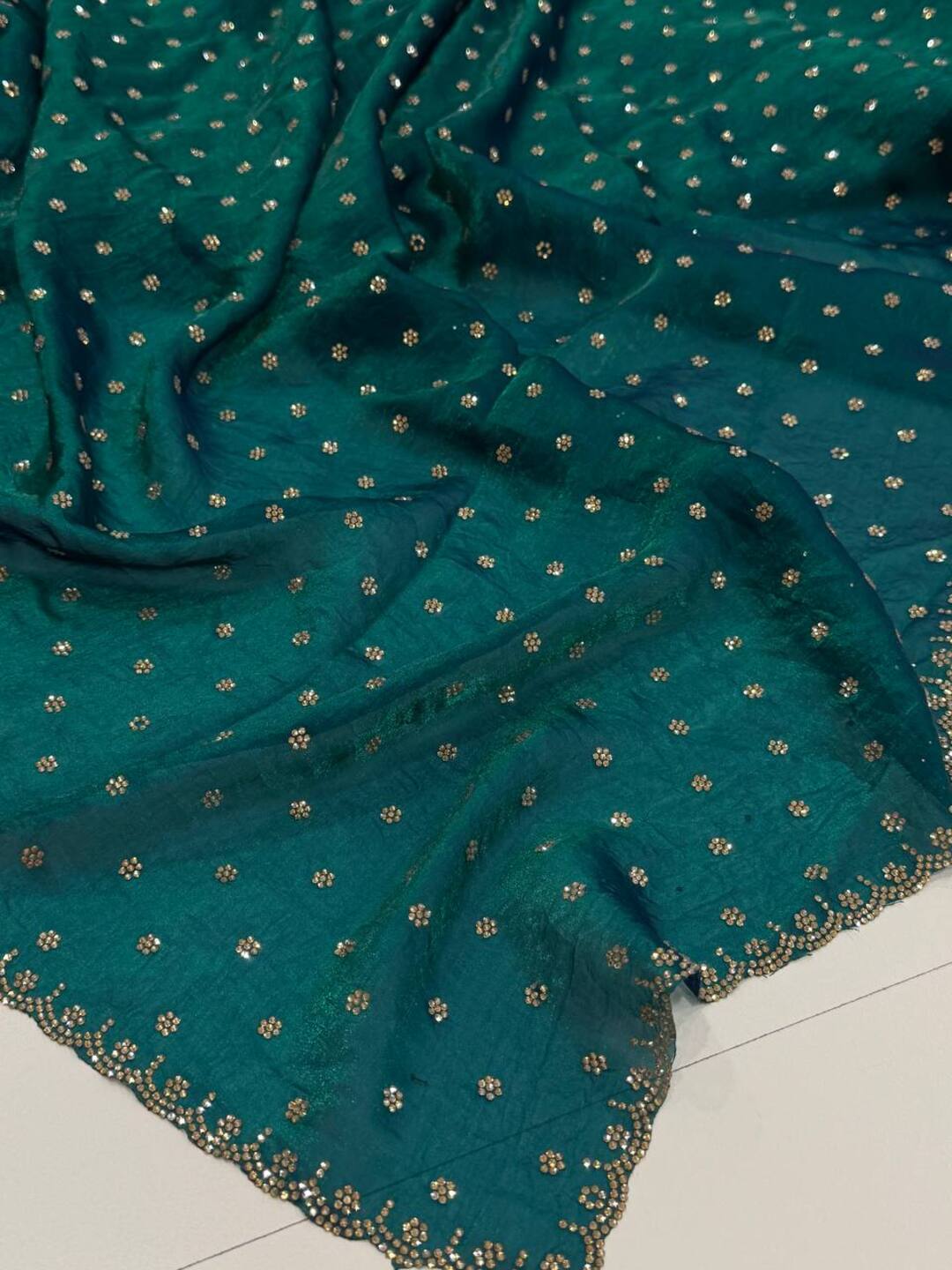 Peacock Green Georgette Saree
