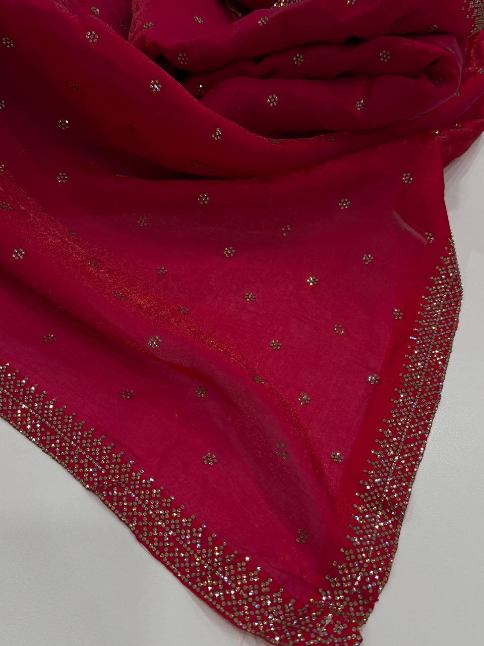 Hot Pink Georgette Saree