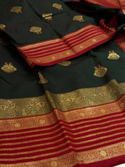 Emerald Green Cotton Silk Saree
