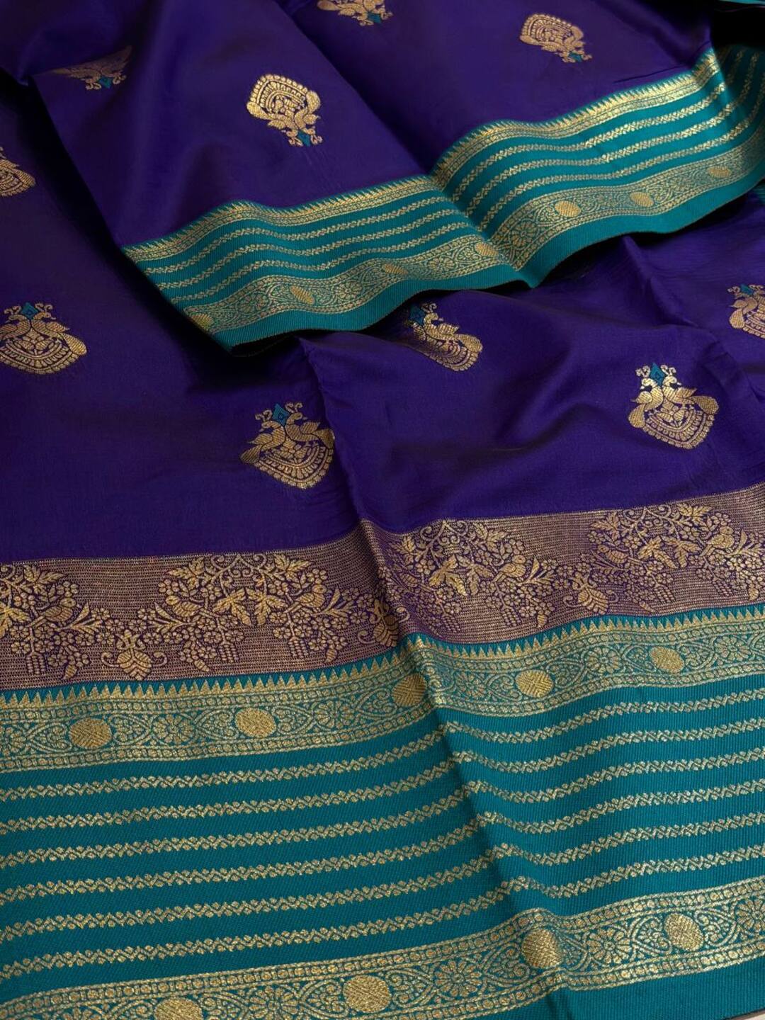 Navy Blue Cotton Silk Saree