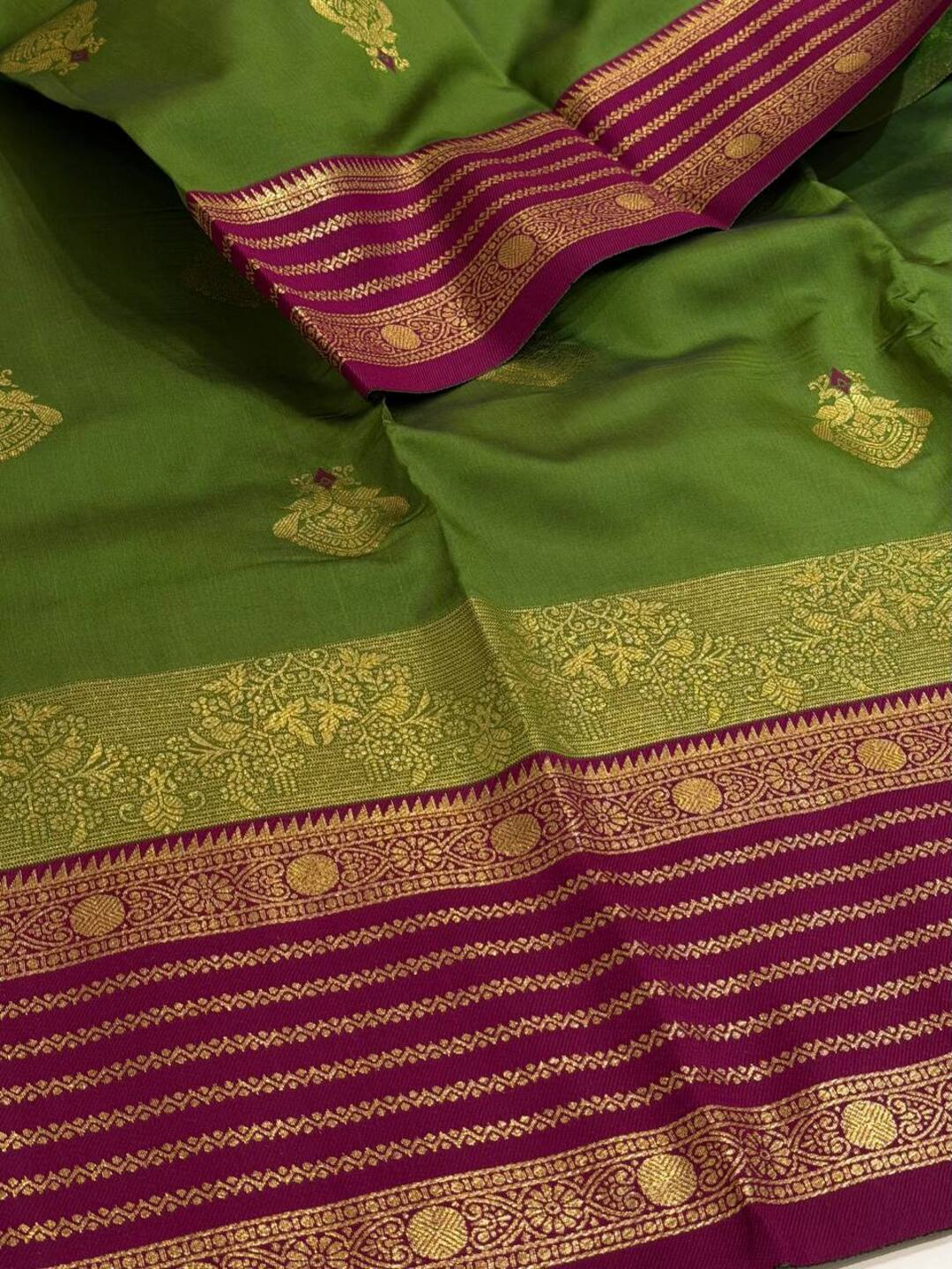 Forest Green Cotton Silk Saree